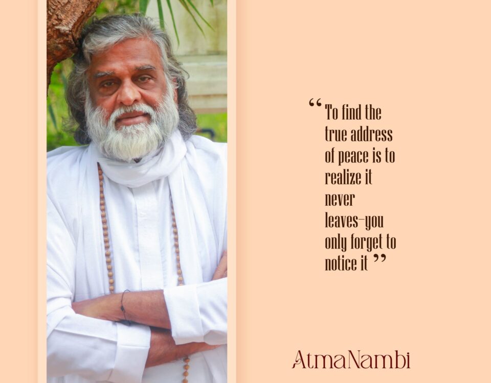 “AtmaNambi teaching that peace never leaves and only needs awareness to be noticed.”