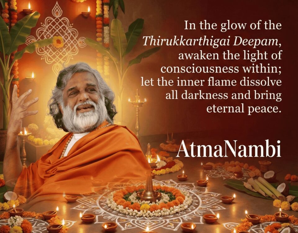 AtmaNambi teaching about awakening the inner light during Thirukkarthigai Deepam.
