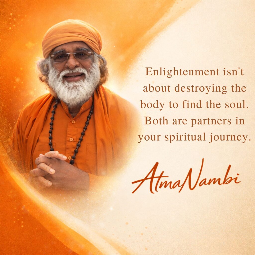 AtmaNambi teaching that enlightenment comes from harmony between body and soul