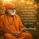 Guru AtmaNambi sitting in nature wearing orange robes, smiling, with a quote about finding joy in awareness rather than experiences.