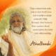 Guru AtmaNambi smiling in white robes with a quote about true connection and facing love and conflict within.