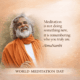 AtmaNambi smiling in orange robes sharing wisdom on the true meaning of meditation for World Meditation Day.