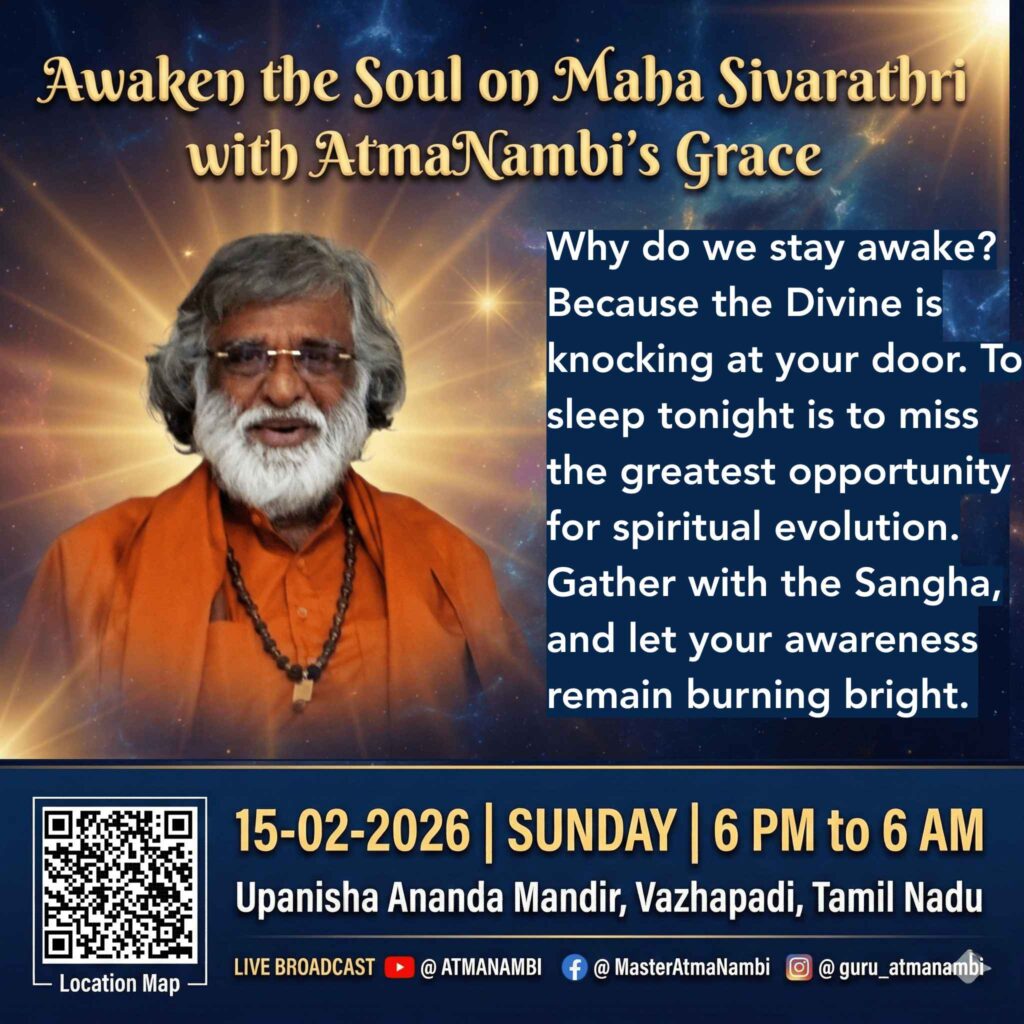 Master AtmaNambi explaining the significance of Maha Sivarathri spiritual awakening and the importance of staying awake for Divine grace.