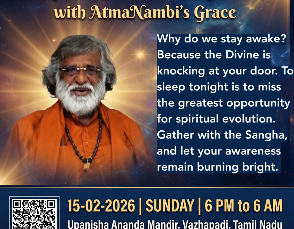 Master AtmaNambi explaining the significance of Maha Sivarathri spiritual awakening and the importance of staying awake for Divine grace.