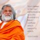 AtmaNambi spiritual poster with quote on consciousness as the foundation and career as the roof, featuring the enlightened master in orange robes with a serene and knowing smile.
