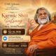 Guru AtmaNambi in saffron robes warmly gesturing, inviting global seekers to join the Karmic Shift Satsang live Zoom meeting hosted by UAM Ashram on April 26, 2026.