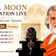 AtmaNambi sits in serene presence beside a sacred moon-carved altar, inviting seekers to the Full Moon Meditation Live on 27 August 2026.